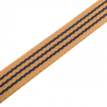 Gurtband Hundeleine / Hundehalsband mit Streifen  - 23x2,5 mm - cognac