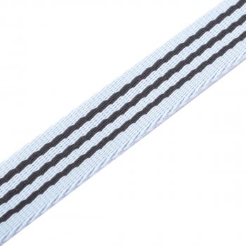 Gurtband Hundeleine / Hundehalsband mit Streifen  - 23x2,5 mm - eisblau