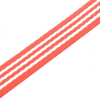Gurtband Hundeleine / Hundehalsband mit Streifen  - 23x2,5 mm - rot