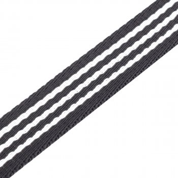 Gurtband Hundeleine / Hundehalsband mit Streifen  - 23x2,5 mm - schwarz
