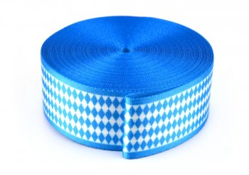 Gurtband 50 mm - Bayern blau/weiß - 10 Meter Rolle