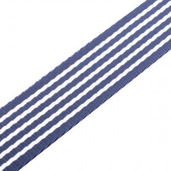 Gurtband Hundeleine / Hundehalsband mit Streifen  - 38x2,5 mm - dunkelblau