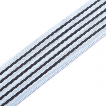 Gurtband Hundeleine / Hundehalsband mit Streifen  - 38x2,5 mm - eisblau