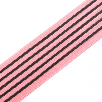Gurtband Hundeleine / Hundehalsband mit Streifen  - 38x2,5 mm - rosa