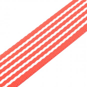 Gurtband Hundeleine / Hundehalsband mit Streifen  - 38x2,5 mm - rot