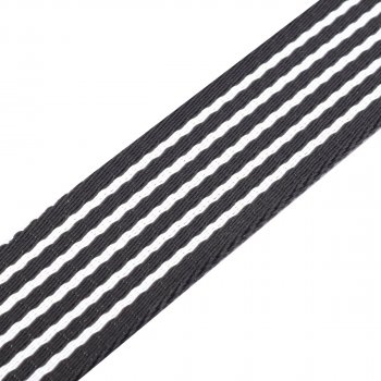 Gurtband Hundeleine / Hundehalsband mit Streifen  - 38x2,5 mm - schwarz