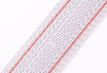 Polstergurte Rücken/Lehne - Breite 60 mm- grau/natur mit roten Streifen - 50-m-Rolle