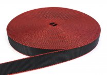 PA Gurtband - 30 mm - 1,7 Tonnen - schwarz/rot - 25-m-Rolle