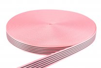 Gurtband Hundeleine / Hundehalsband mit Streifen  - 38x2,5 mm - rosa