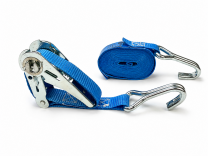 2-teiliger Zurrgurt, Gesamtlänge 4 m - Blau mit Ratsche und Spitzhaken - EN 12195-2 - PES