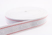 Polstergurte Rücken/Lehne - Breite 60 mm- grau/natur mit roten Streifen - 50-m-Rolle