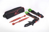 Rathgeber-Sturmleine Schwarz/Orange - Wurmi Set Kunststoff - mit Kombi Adapter für Vorzelt und Markise