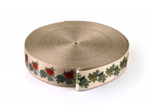 Gurtband 25 mm - Rosen bunt/beige - 10 Meter Rolle