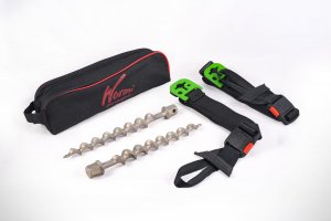 Rathgeber-Sturmleine Schwarz - Wurmi Set Aluminium - mit Kombi Adapter für Vorzelt und Markise