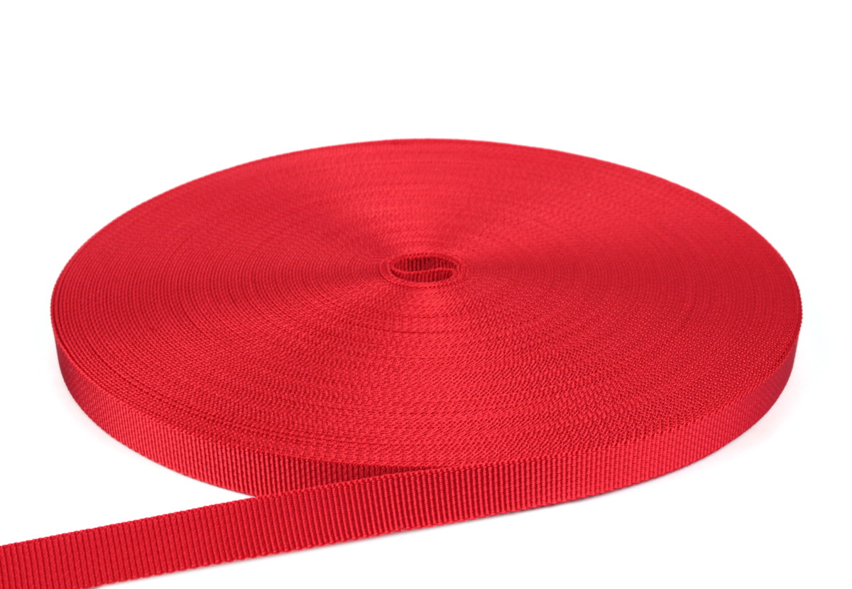 PES Gurtband - 18mm - rot gefärbt - 50-m-Rolle