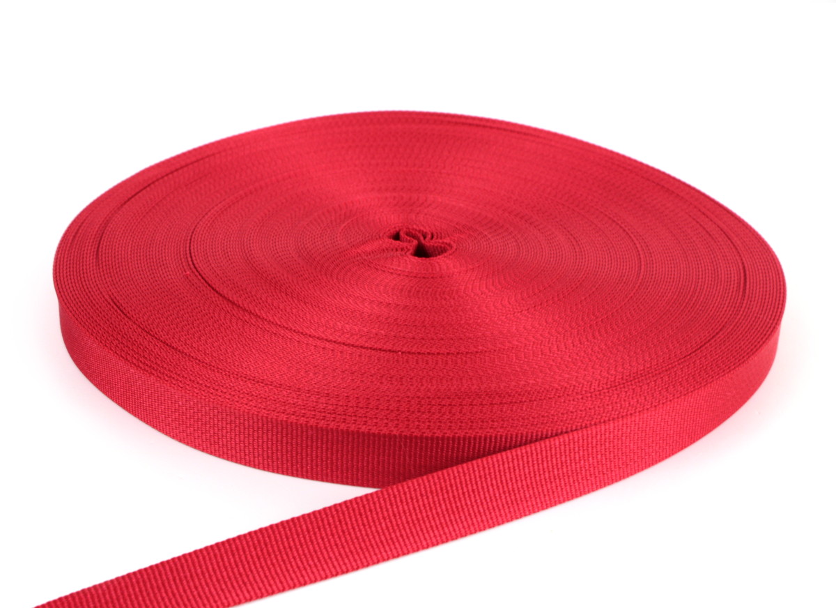 PES Gurtband - 20 mm - rot - 50-Meter-Rolle